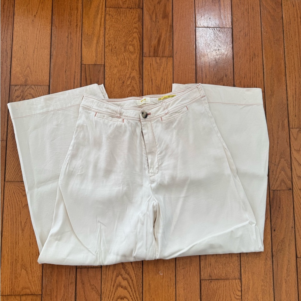 Anthropologie Cream Wide-Leg Pants - Maeve - Size 33T